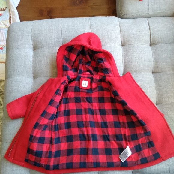 Baby gap girl red toggle wool zip coat - Picture 2 of 4